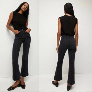 NEW Veronica Beard Carson Ankle Flare High Rise Jeans Onyx Black Size: 24